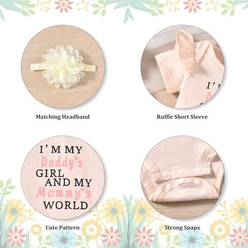 fioukiay Newborn Infant Baby Girl Clothes Romper Shorts Set Floral Summer Outfits in Kuwait