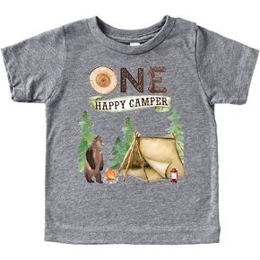 تيشيرتات One Happy Camper لعيد الميلاد الأول للتخييم في الهواء الطلق وراجلانز للفتيات والفتيان