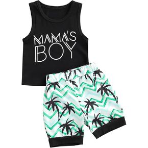 Rtnnsbbfcm Toddler Baby Boy Summer Clothes Sleeveless Letter Print Vest Top Palm Dinosaur Shorts 2Pcs Casual Outfit in Saudi Arabia