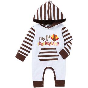 بدلة رومبير مخططة وأكمام طويلة لحديثي الولادة من البنات الصبيان My 1st Christmas مع جيب الكنغر in Kuwait