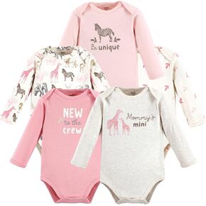 Touched by Nature Unisex Baby Organic Cotton Long-Sleeve Bodysuits, Girl Safari, 12-18 Months in Kuwait