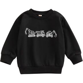 Frietlebird Toddler Baby Boy Crewneck Sweatshirt Digger Print Long Sleeve Pullover Shirt Fall Winter Outfit Casual Clothes in Saudi Arabia