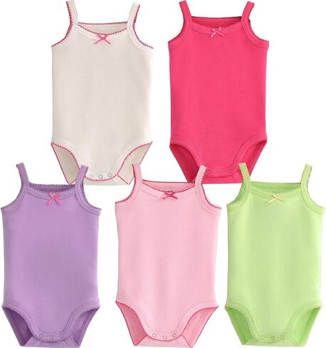 Girls Spaghetti Strap Bodysuit Sleeveless Tank Top Cotton One-Pieces Pack of Summer Baby Clothes Outfit in Saudi Arabia