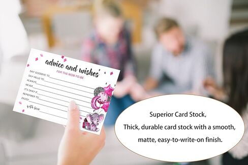 Pink Elephant Advice And Wishes Cards For The Mom-To-Be, Baby Advice Cards For New Mom, Baby Shower Party Game,Decorations Party Supply，25 Cards(bb007-JYK 006) in Saudi Arabia
