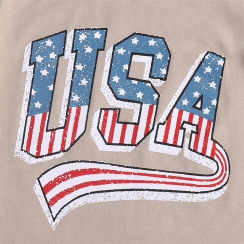 BOUTIKOME Toddler Baby 4th of July Outfit Boy Girl Oversized Romper USA Shirts Shorts Set American Flag Matching Clothes in Kuwait