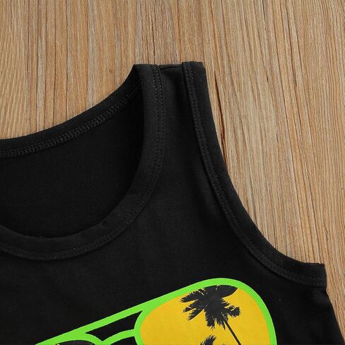 Rtnnsbbfcm Toddler Baby Boy Summer Clothes Sleeveless Letter Print Vest Top Palm Dinosaur Shorts 2Pcs Casual Outfit in Saudi Arabia