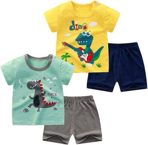 Toddler Boys T-shirt and Shorts Set 4 PCs Outfit Baby Summer Clothes in Kuwait