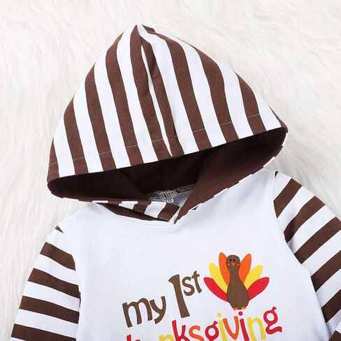 بدلة رومبير مخططة وأكمام طويلة لحديثي الولادة من البنات الصبيان My 1st Christmas مع جيب الكنغر in Kuwait