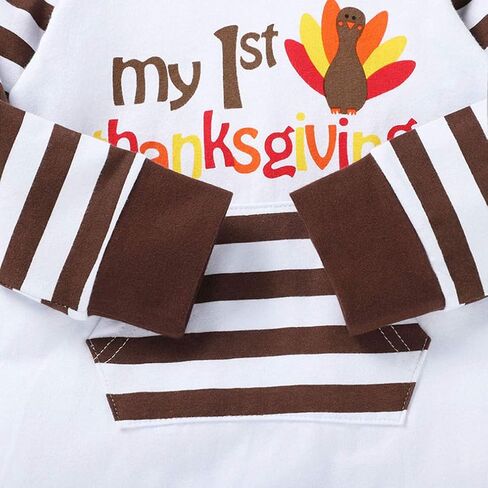 بدلة رومبير مخططة وأكمام طويلة لحديثي الولادة من البنات الصبيان My 1st Christmas مع جيب الكنغر in Kuwait