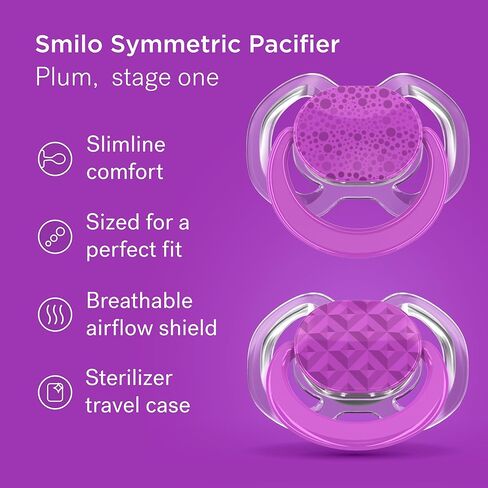 Smilo Baby Pacifier - 2 Pack of Slimline Pacifiers for Babies with Sterilization Box - Stage 1 for Babies 0-3 Months - 100% Silicone Newborn Pacifiers BPA Free - Aqua Blue in Saudi Arabia