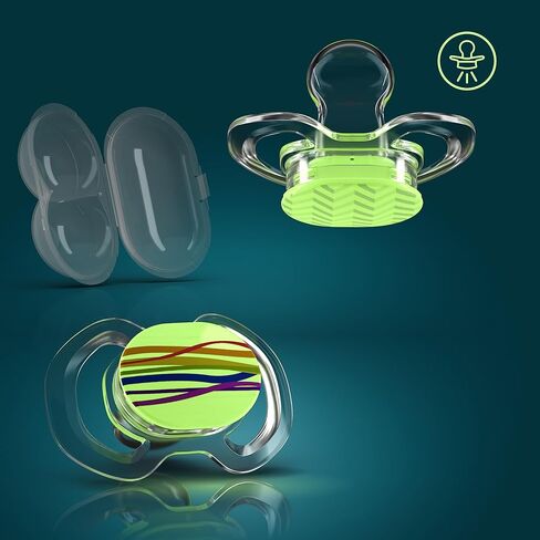 لهاية سميلو بيبي - عبوتان من اللهايات سليملاين للأطفال مع صندوق تعقيم - المرحلة 2 للأطفال من عمر 3 إلى 9 أشهر - لهايات سيليكون لحديثي الولادة بنسبة 100% خالية من مادة BPA - أزرق مائي in Kuwait