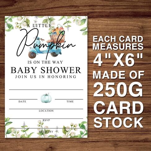 Fall Little Pumpkin Baby Shower Invitations Sweet Pumpkin is on the Way, Fall Leaves, Autumn Theme, Pack of 20 Fill-in Invitation Cards & 20 Envelopes, 4''X6'', Gender Reveal Neutral - JY017 in Kuwait