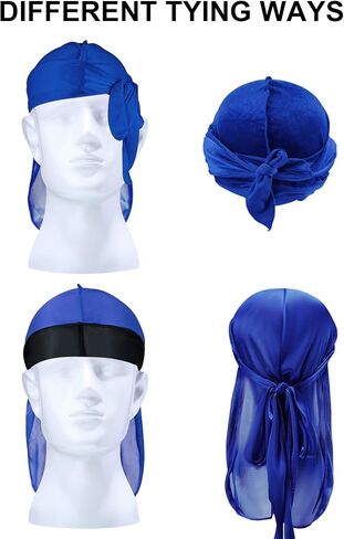 Kids Silky Durag with Wave Caps for Boys & Girls Age 3–12 | Soft Breathable, Adjustable Long Tail, Hair Wrap for Sleeping, Waves, Braids & Curly Hair, for Toddler,Silver, Black in Saudi Arabia