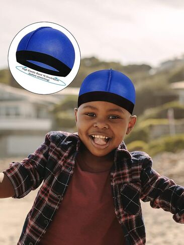 Kids Silky Durag with Wave Caps for Boys & Girls Age 3–12 | Soft Breathable, Adjustable Long Tail, Hair Wrap for Sleeping, Waves, Braids & Curly Hair, for Toddler,Silver, Black in Saudi Arabia