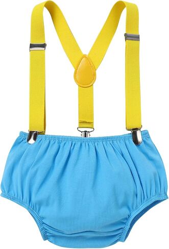ODASDO Baby Boy Half/First Birthday Cake Smash Outfit Romper Suspenders Shorts Mini Crown Hat 4pcs Set in Kuwait