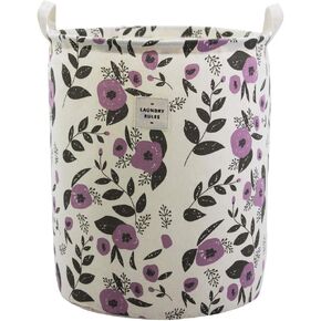 Large Fabric Storage Bins Toys Storage Basket for Baby Nursery, Kids Playroom, Home Organizer, Collapsible Laundry Basket Hamper with Floral Pattern (Green Flowers)