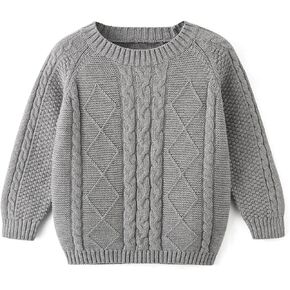 Curipeer Baby Boys' Girls' Cable Knit Sweater Long Sleeve Solid Pullover Toddler Crew Neck Fall in Saudi Arabia