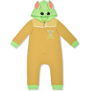 STAR WARS Boys’ Darth Vader or Baby Yoda Hooded Zip Up Long Sleeve Romper for Newborn and Infant – Black or Yellow in Saudi Arabia