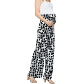 My Bump Women's Maternity Casual Bohemian Damask Palazzo Pants W/Tummy Control in Saudi Arabia