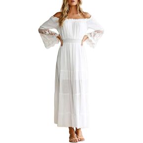 Diukia Womens Sexy Deep V Neck Lace Maxi Dress Elegant Short Sleeve Wedding Bridesmaid Evening Party Dresses