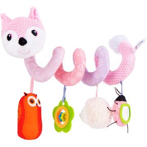 Jollybaby Baby Car Seat Stroller Crib Toys, Plush Hanging Spiral Activity Pram Crib Toy with Music Box, Rattles, Squeaker for Babies Infant Boys Girls Gifts (Giraffe)