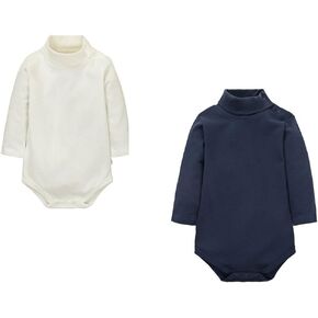 CuteOn Baby Unisex Cotton Long-Sleeve Bodysuits Solid Turtleneck Onesies in Saudi Arabia
