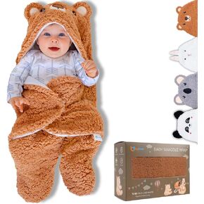 Baby Swaddle Blanket Bear 0-6 Months Cute Organic Ultra Soft Plush NewBorn Baby Essentials Must Have Infants Girls Boys Gender Neutral Stuff, Registry Gift Receiving Swaddling Wrap Clothes Shower Gift in Saudi Arabia