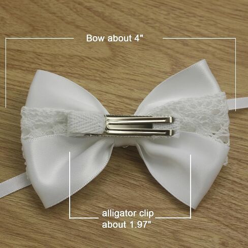 White 2.6 Inches Lace Bows Baptism Christening Bows | Small 1.4 Inches Alligator Clip in Saudi Arabia