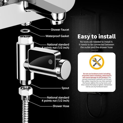 جهاز قياس حرارة الدش الرقمي من Mastlend، جهاز قياس درجة حرارة الماء الذكي، جهاز قياس حرارة تدفق المياه، شاشة عرض LED قابلة للتدوير، جهاز مراقبة درجة حرارة الماء في الحمام in Kuwait