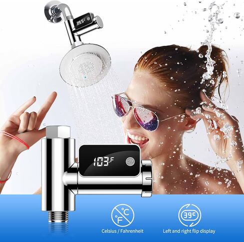 جهاز قياس حرارة الدش الرقمي من Mastlend، جهاز قياس درجة حرارة الماء الذكي، جهاز قياس حرارة تدفق المياه، شاشة عرض LED قابلة للتدوير، جهاز مراقبة درجة حرارة الماء في الحمام in Kuwait