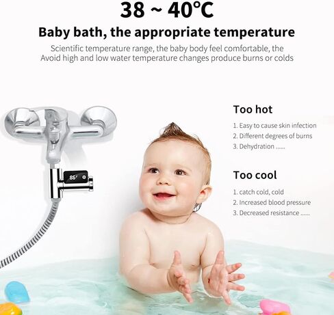 جهاز قياس حرارة الدش الرقمي من Mastlend، جهاز قياس درجة حرارة الماء الذكي، جهاز قياس حرارة تدفق المياه، شاشة عرض LED قابلة للتدوير، جهاز مراقبة درجة حرارة الماء في الحمام in Kuwait