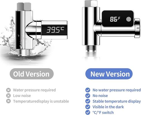جهاز قياس حرارة الدش الرقمي من Mastlend، جهاز قياس درجة حرارة الماء الذكي، جهاز قياس حرارة تدفق المياه، شاشة عرض LED قابلة للتدوير، جهاز مراقبة درجة حرارة الماء في الحمام in Kuwait