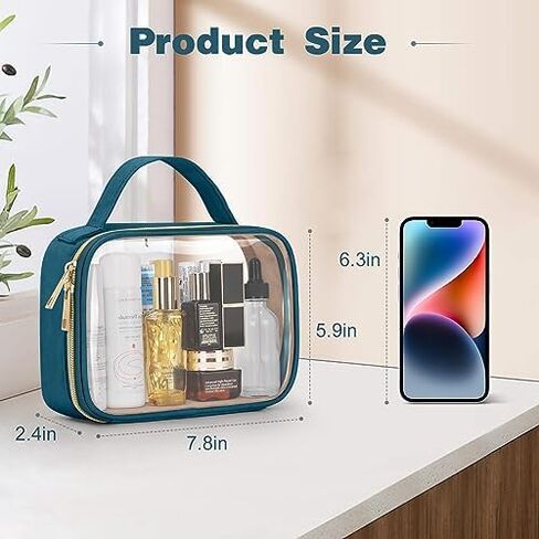 Wedama Clear Toiletry Bag, 2 Pack Clear Makeup Bags with Handles, Large Travel Bags PVC Clear Cosmetic Bags for Women and Men, Carry on Airport Airline Compliant Bag, Black in Saudi Arabia