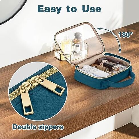 Wedama Clear Toiletry Bag, 2 Pack Clear Makeup Bags with Handles, Large Travel Bags PVC Clear Cosmetic Bags for Women and Men, Carry on Airport Airline Compliant Bag, Black in Saudi Arabia