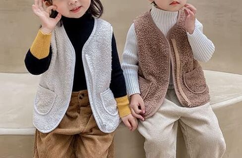 Baby Boys Girls Winter Vest Fleece Zip up Cute Soft Waistcoat Jackets in Saudi Arabia