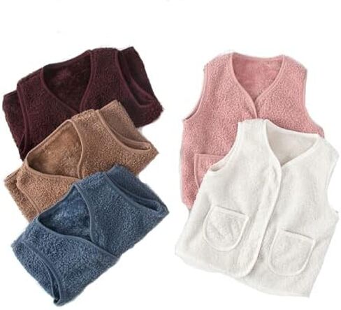 Baby Boys Girls Winter Vest Fleece Zip up Cute Soft Waistcoat Jackets in Saudi Arabia