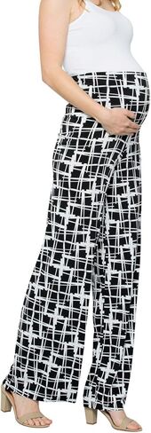 My Bump Women's Maternity Casual Bohemian Damask Palazzo Pants W/Tummy Control in Saudi Arabia