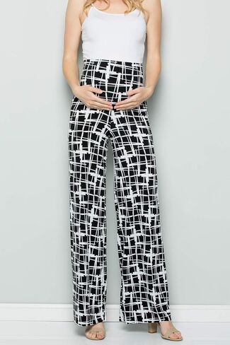 My Bump Women's Maternity Casual Bohemian Damask Palazzo Pants W/Tummy Control in Saudi Arabia