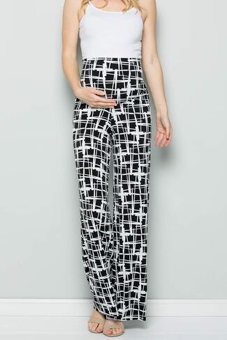 My Bump Women's Maternity Casual Bohemian Damask Palazzo Pants W/Tummy Control in Saudi Arabia