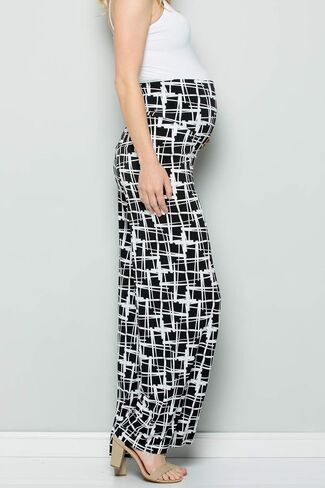 My Bump Women's Maternity Casual Bohemian Damask Palazzo Pants W/Tummy Control in Saudi Arabia