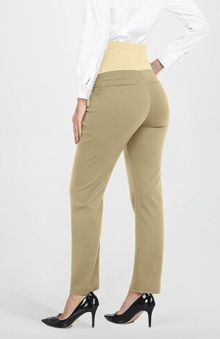 PACBREEZE Women's Maternity Pants for Work Over-Bump Pregnancy Casual Stretchy Straight Dress Pants with Pockets in Saudi Arabia