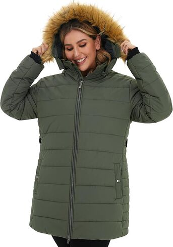 Soularge Women's Plus Size Winter Thicken Puffer Coat with Detachable Hood in Kuwait