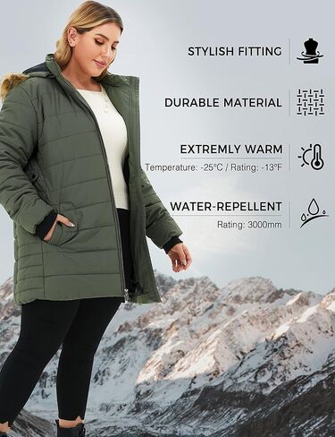 Soularge Women's Plus Size Winter Thicken Puffer Coat with Detachable Hood in Kuwait