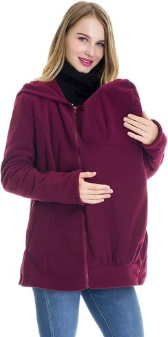Smallshow Women's Fleece Zip Up 3 in 1 Maternity Baby Wearing Hoodie Sweatshirt Jacket in Saudi Arabia
