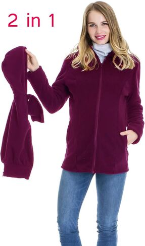 Smallshow Women's Fleece Zip Up 3 in 1 Maternity Baby Wearing Hoodie Sweatshirt Jacket in Saudi Arabia