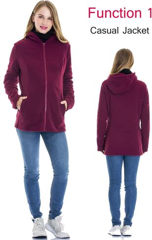 Smallshow Women's Fleece Zip Up 3 in 1 Maternity Baby Wearing Hoodie Sweatshirt Jacket in Saudi Arabia