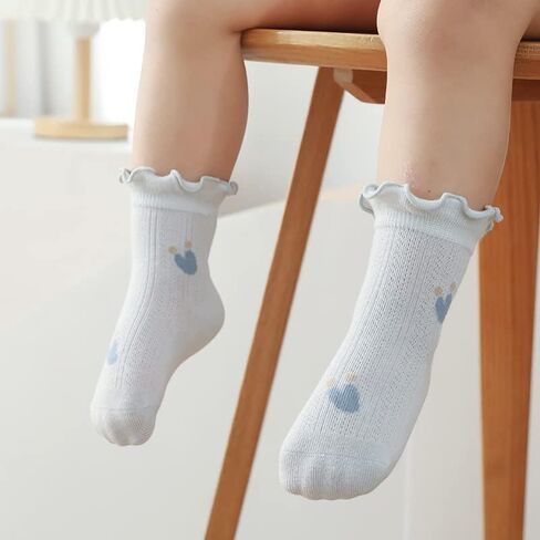 Toddler Girl Ruffle Socks Baby Girls Knee High Socks | Soft Cotton,Stretch & Breathable,Cute Frilly Cuff,Flower & Bow,Newborn/Infant Long Tube Socks,School/Daily/Dress Wear in Saudi Arabia