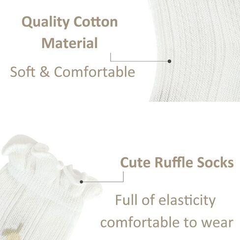 Toddler Girl Ruffle Socks Baby Girls Knee High Socks | Soft Cotton,Stretch & Breathable,Cute Frilly Cuff,Flower & Bow,Newborn/Infant Long Tube Socks,School/Daily/Dress Wear in Saudi Arabia