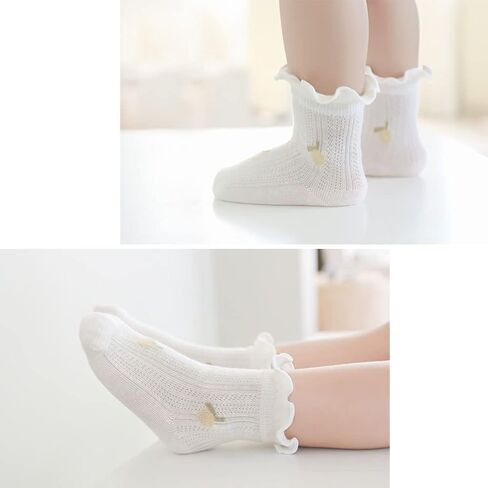Toddler Girl Ruffle Socks Baby Girls Knee High Socks | Soft Cotton,Stretch & Breathable,Cute Frilly Cuff,Flower & Bow,Newborn/Infant Long Tube Socks,School/Daily/Dress Wear in Saudi Arabia