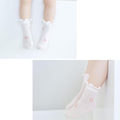 Toddler Girl Ruffle Socks Baby Girls Knee High Socks | Soft Cotton,Stretch & Breathable,Cute Frilly Cuff,Flower & Bow,Newborn/Infant Long Tube Socks,School/Daily/Dress Wear in Saudi Arabia